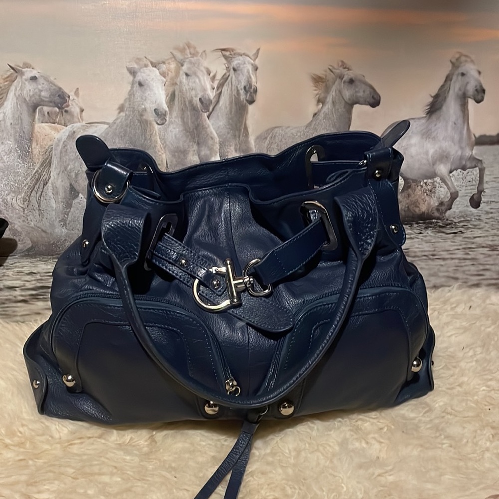 XXL blue leather bag